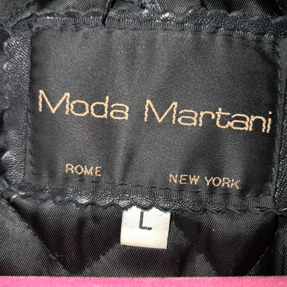 Moda Martani Lux Heavy Black Leather Motorcycle Style Jacket Unisex Large - Picture 11 of 11